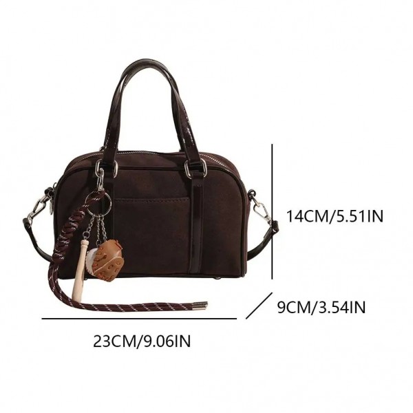 Sac Boston en daim pour femme, sangle réglable, sac à poignée supérieure avec poche intérieure, sac initié, sac à main d'embraya|17,99 €|OKKO MODE