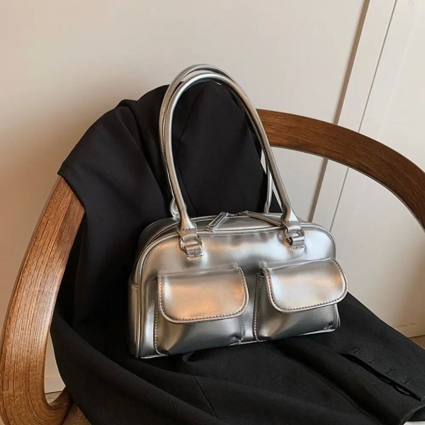 Sac de bowling en cuir PU tout assressenti, style coréen, poche Boston Y2K, sac fourre-tout solide, sac à main pour documents, s|16,19 €|OKKO MODE