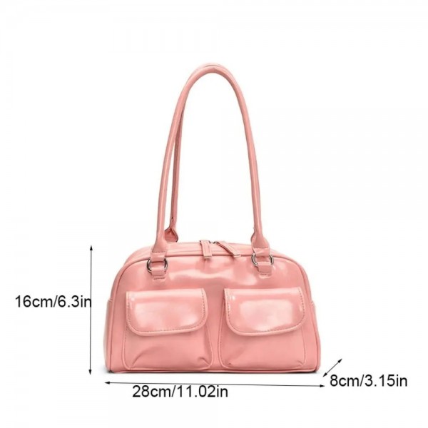 Sac de bowling en cuir PU tout assressenti, style coréen, poche Boston Y2K, sac fourre-tout solide, sac à main pour documents, s|16,19 €|OKKO MODE