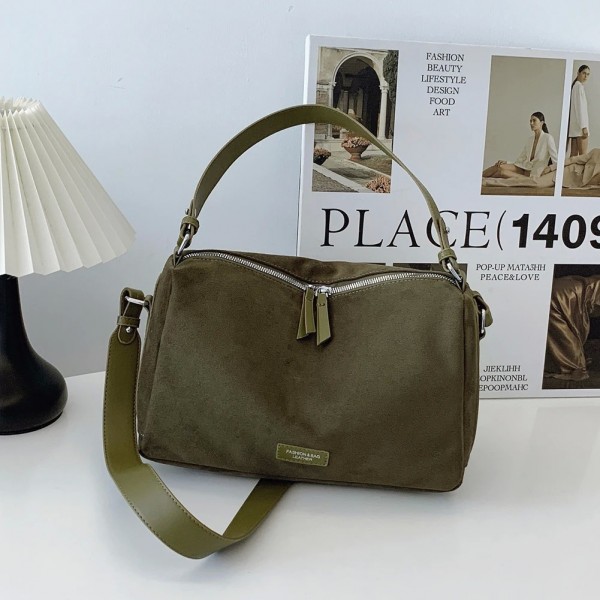 Sac à bandoulière en faux daim pour femme, sac à main à sangle réglable, fourre-tout vintage, fermeture à glissière, sac à bando|17,09 €|OKKO MODE