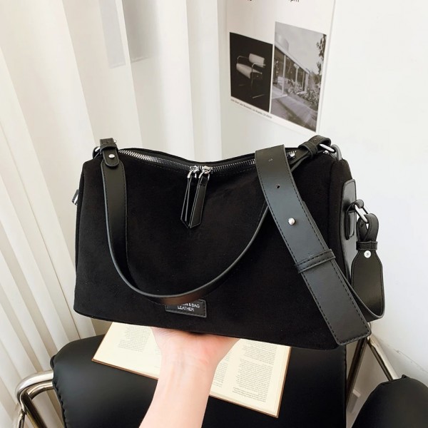 Sac à bandoulière en faux daim pour femme, sac à main à sangle réglable, fourre-tout vintage, fermeture à glissière, sac à bando|17,09 €|OKKO MODE