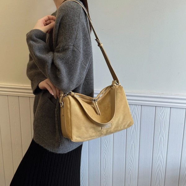 Sac à bandoulière en faux daim pour femme, sac à main à sangle réglable, fourre-tout vintage, fermeture à glissière, sac à bando|17,09 €|OKKO MODE