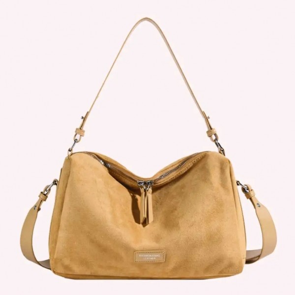 Sac à bandoulière en faux daim pour femme, sac à main à sangle réglable, fourre-tout vintage, fermeture à glissière, sac à bando|17,09 €|OKKO MODE