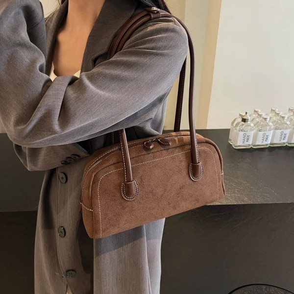 Sac à main en daim pour femmes, classique, polyvalent, bandoulière, fermeture éclair, sangle réglable, sacoche, pochette|16,19 €|OKKO MODE