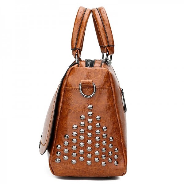 Sacs à main de grande capacité en cuir PU Boston vintage pour femmes, sacs à bandoulière initiés, sac à main de créateur Rivet, |21,59 €|OKKO MODE