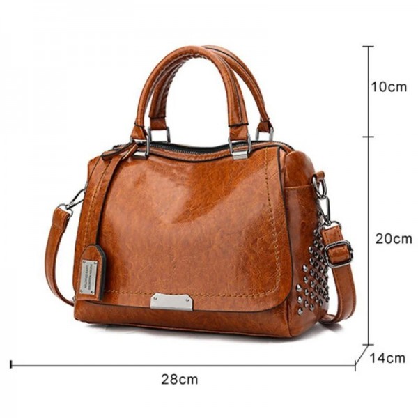 Sacs à main de grande capacité en cuir PU Boston vintage pour femmes, sacs à bandoulière initiés, sac à main de créateur Rivet, |21,59 €|OKKO MODE