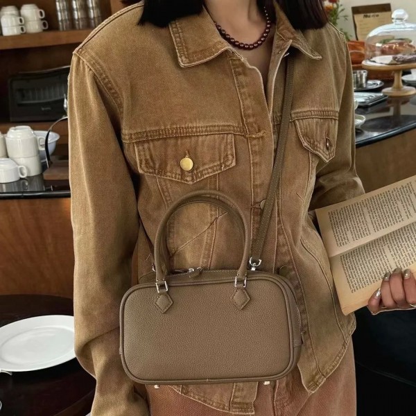 Boston-Sac à bandoulière en cuir véritable pour femme, grande capacité, drapeau haut de gamme, vintage, style de mode unique ini|80,99 €|OKKO MODE