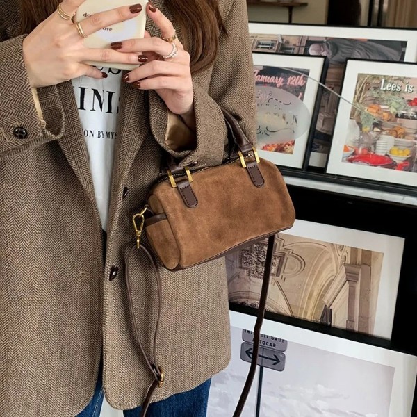 Sacs à main Boston en faux daim vintage pour femmes, mini oreiller de café, sacs à bandoulière initiés, sacs à main à la mode, n|24,29 €|OKKO MODE