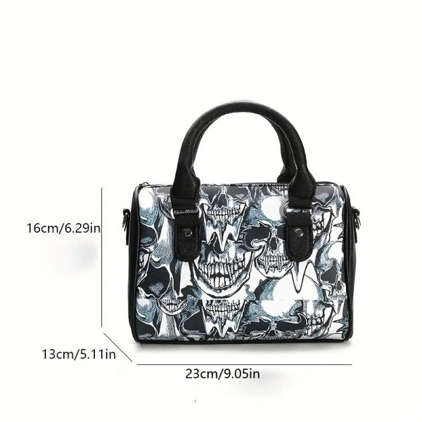 Sac à bandoulière imprimé tête de mort pour femme, oreiller Boston, transfrontalier, tendance, nouveau, 2024|18,89 €|OKKO MODE