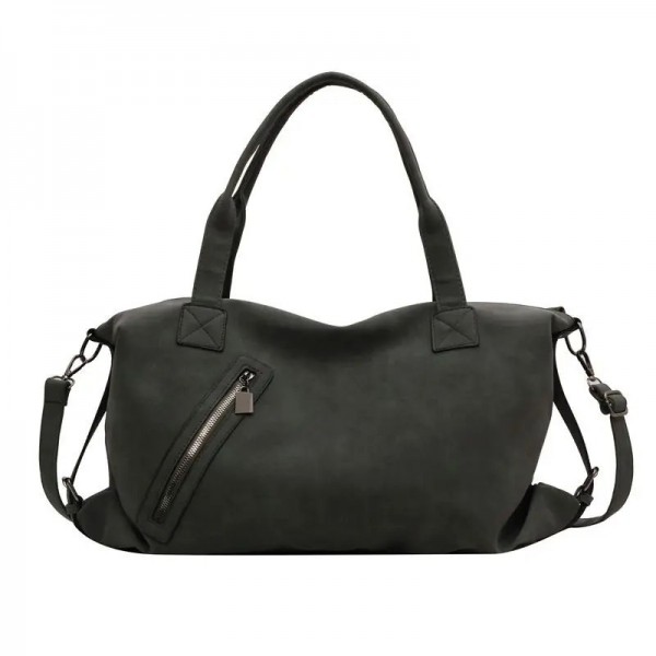 Sac à Main Noir en Daim pour Femme, Bandoulière de Voyage, Fermeture Éclair, Boston|33,29 €|OKKO MODE