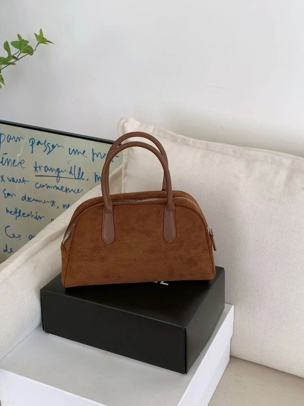 Sac à main rétro en cuir NuSO k pour femme, faux daim marron, oreiller Boston, bowling décontracté coréen, sac à main design de |23,39 €|OKKO MODE