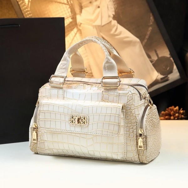 Sac à Main de Luxe en Cuir à Motif de Crocodile pour Femme, Sacoche à Bandoulière Simple, Boston, à la Mode, Nouvelle Collection|74,69 €|OKKO MODE