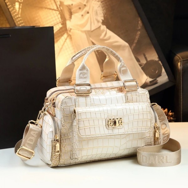 Sac à Main de Luxe en Cuir à Motif de Crocodile pour Femme, Sacoche à Bandoulière Simple, Boston, à la Mode, Nouvelle Collection|74,69 €|OKKO MODE