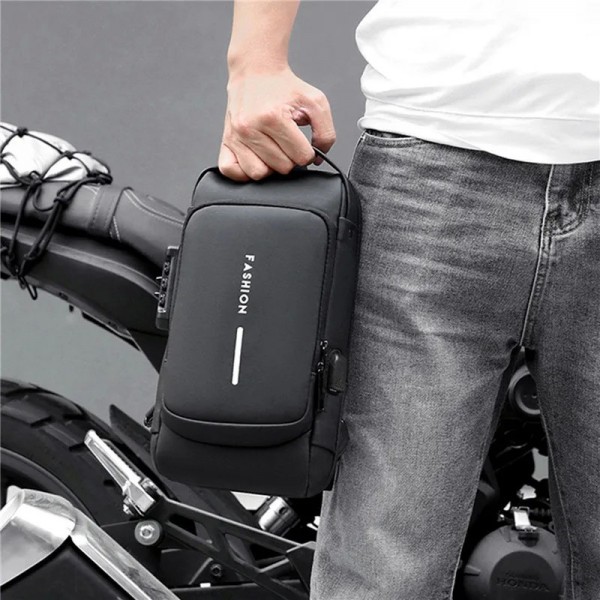 Sac de moto antivol pour homme avec chargeur USB, sacoche de dégager multifonctionnelle, sac de taille de sport, verrouillage pa|17,99 €|OKKO MODE