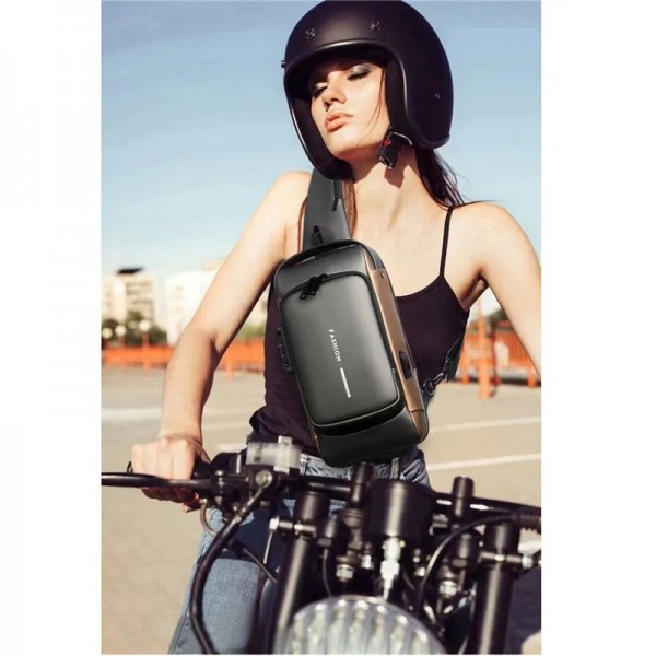 Sac de moto antivol pour homme avec chargeur USB, sacoche de dégager multifonctionnelle, sac de taille de sport, verrouillage pa|17,99 €|OKKO MODE