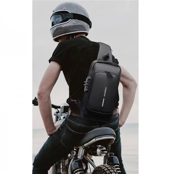 Sac de moto antivol pour homme avec chargeur USB, sacoche de dégager multifonctionnelle, sac de taille de sport, verrouillage pa|17,99 €|OKKO MODE