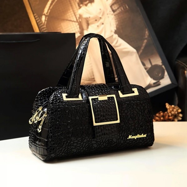 Sac à main en cuir de vache et dentelle pour femmes, sacoche à motif crocodile, à bandoulière, à trois couches, Portable pour pe|96,02 €|OKKO MODE