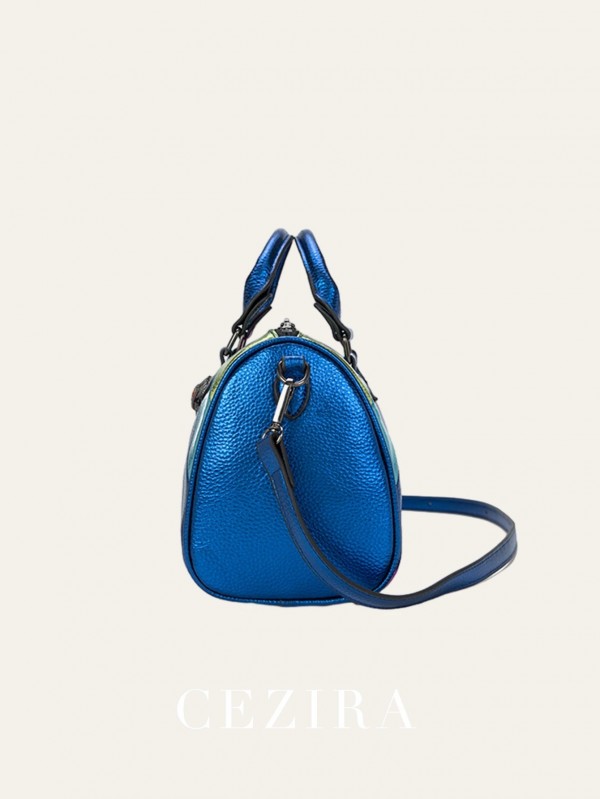 CEZIRA-Sac à main en cuir vegan métallique PU pour femme, mode Boston, sac à main à poignée supérieure, sac à bandoulière, rayé,|23,39 €|OKKO MODE