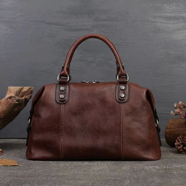 Sac à main rétro en cuir véritable pour femmes, fait main, style bohème, vache souple, Boston 2024, luxe|67,49 €|OKKO MODE