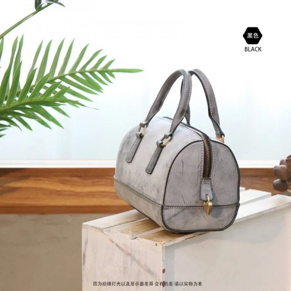 Sac à main rétro fait à la main pour dames, sac Boston en cuir ciré pour dames, mode simple|92,69 €|OKKO MODE