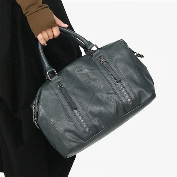 Sac à main décontracté en cuir véritable pour femme, double fermeture éclair solide, grande capacité, initié, fourre-tout à band|78,29 €|OKKO MODE