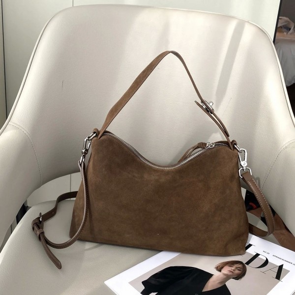 Sac à main en cuir de vachette pour femme, grand fourre-tout Boston, marron, collection automne et hiver, gris doux 256 daim, sa|56,69 €|OKKO MODE