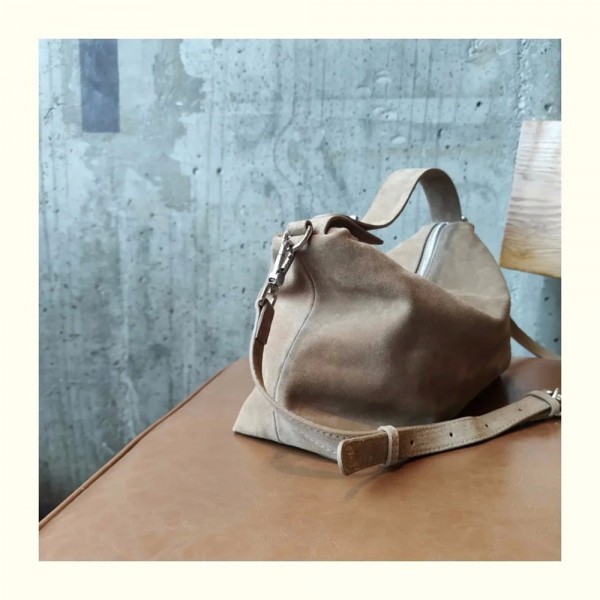 Sac à main en cuir de vachette pour femme, grand fourre-tout Boston, marron, collection automne et hiver, gris doux 256 daim, sa|56,69 €|OKKO MODE