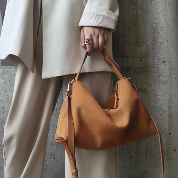 Sac à main en cuir de vachette pour femme, grand fourre-tout Boston, marron, collection automne et hiver, gris doux 256 daim, sa|56,69 €|OKKO MODE