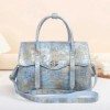 Sac à Main en Cuir Bleu Clair pour Femme, Grand Fourre-Tout à Bandoulière, Mode Rétro, Grande Capacité, Poignée Supérieure|77,39 €|OKKO MODE