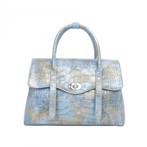 Sac à Main en Cuir Bleu Clair pour Femme, Grand Fourre-Tout à Bandoulière, Mode Rétro, Grande Capacité, Poignée Supérieure|77,39 €|OKKO MODE