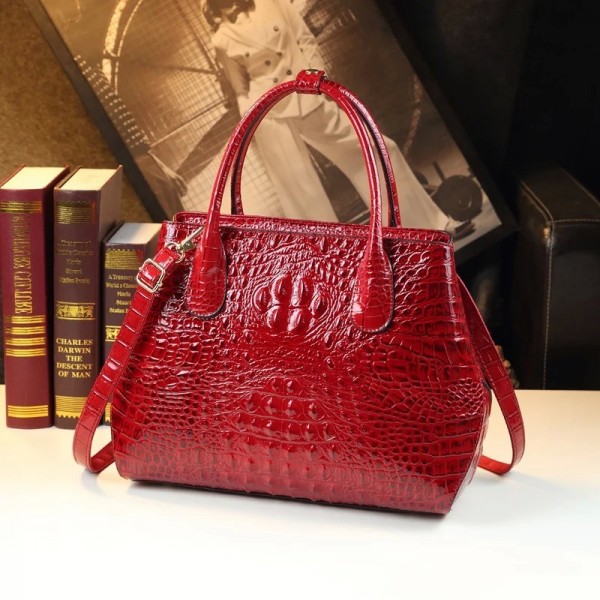 Sacs à main motif Crocodile pour femmes, sacoche à bandoulière en cuir véritable, Boston grande capacité, 2023|85,49 €|OKKO MODE