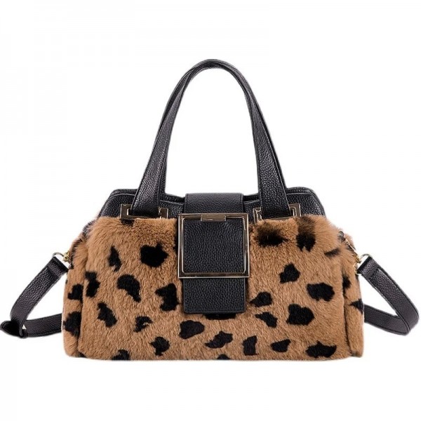 Sacs à main en cuir véritable pour femme, sacoche à bandoulière, motif léopard, fourrure de lapin, en peluche, style décontracté|107,99 €|OKKO MODE