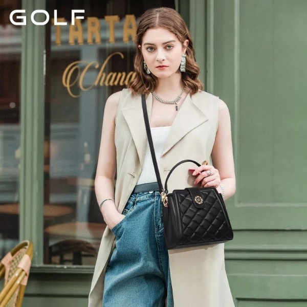 Mini sacs à bandoulière Golf pour femmes, portefeuille élégant, sacs à main Boston, carré Lingge, petit sac initié, marque de lu|63,04 €|OKKO MODE