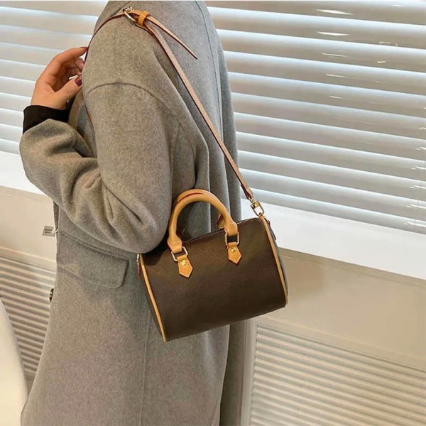 Sac à main rétro en cuir Élpour femme, sac à bandoulière unisexe, sac à main Boston Lady, grande capacité, initié, noir|120,59 €|OKKO MODE