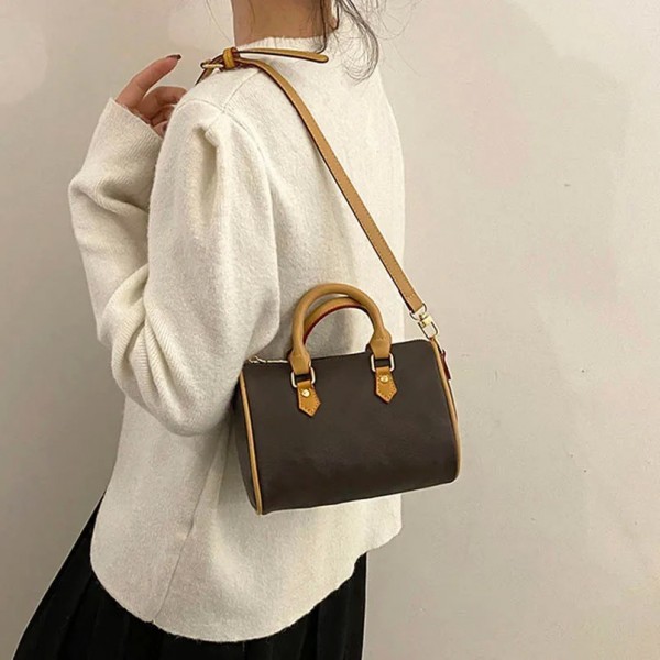 Sac à main rétro en cuir Élpour femme, sac à bandoulière unisexe, sac à main Boston Lady, grande capacité, initié, noir|120,59 €|OKKO MODE