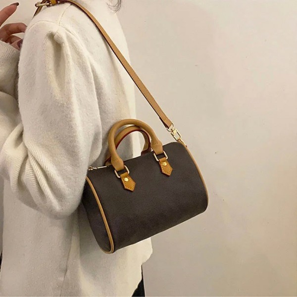 Sac à main rétro en cuir Élpour femme, sac à bandoulière unisexe, sac à main Boston Lady, grande capacité, initié, noir|120,59 €|OKKO MODE