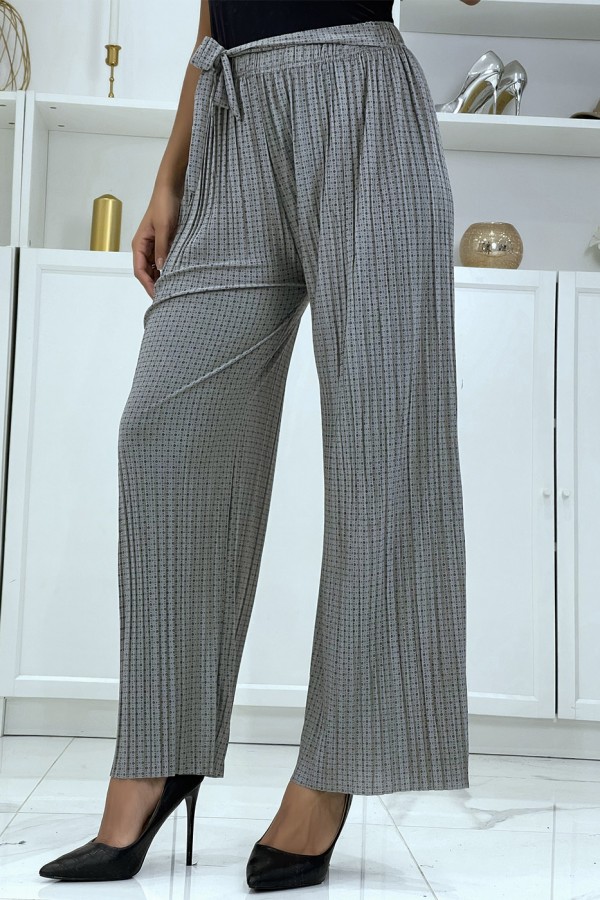 Pantalon imprimé fluide gris - 3