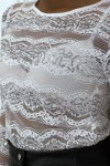 Top blanc en dentelle transparent en sequins - 2