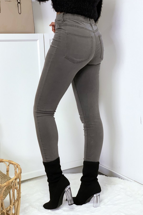 Jeans slim gris avec poches arrière - 5