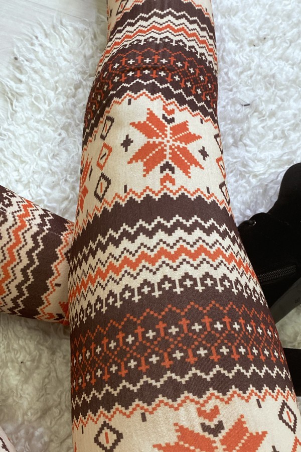 Legging à motif beige et cognac - 3