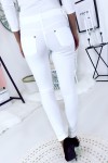 Pantalon slim Blanc, basic avec poche avant et arrière - 1