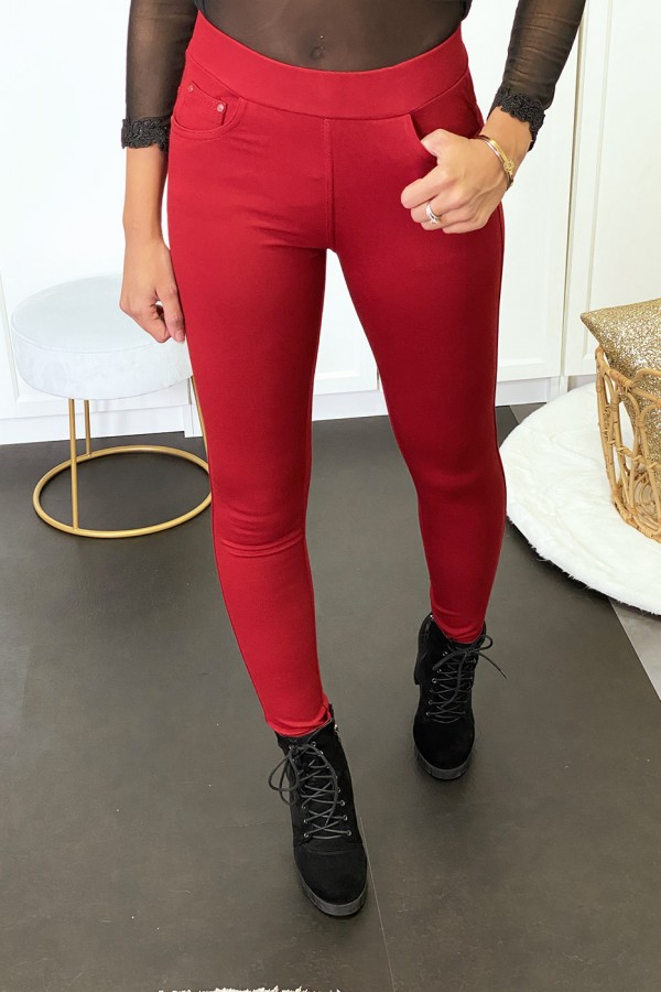 Pantalon slim bordeaux avec 5 poches - 2