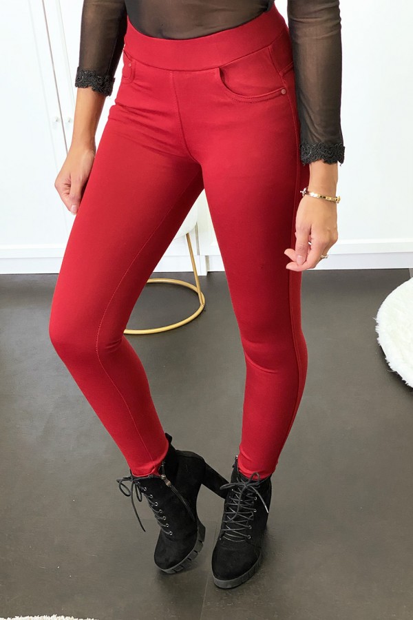 Pantalon slim bordeaux avec 5 poches - 3