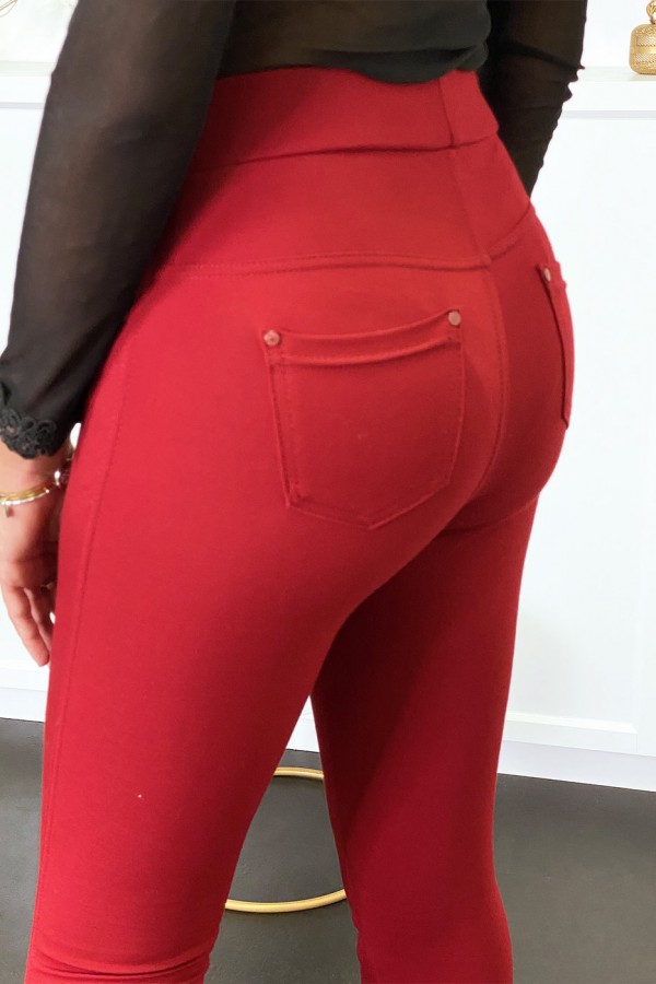 Pantalon slim bordeaux avec 5 poches - 5