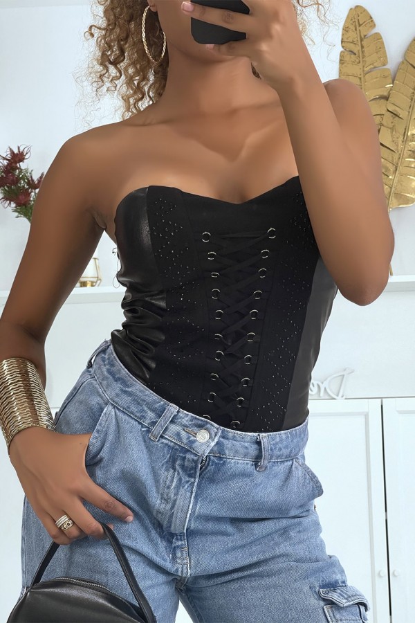 Bustier en similicuir avec lacets - 3