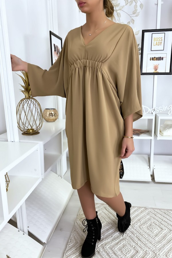 Robe classe camel à manches courtes - 3