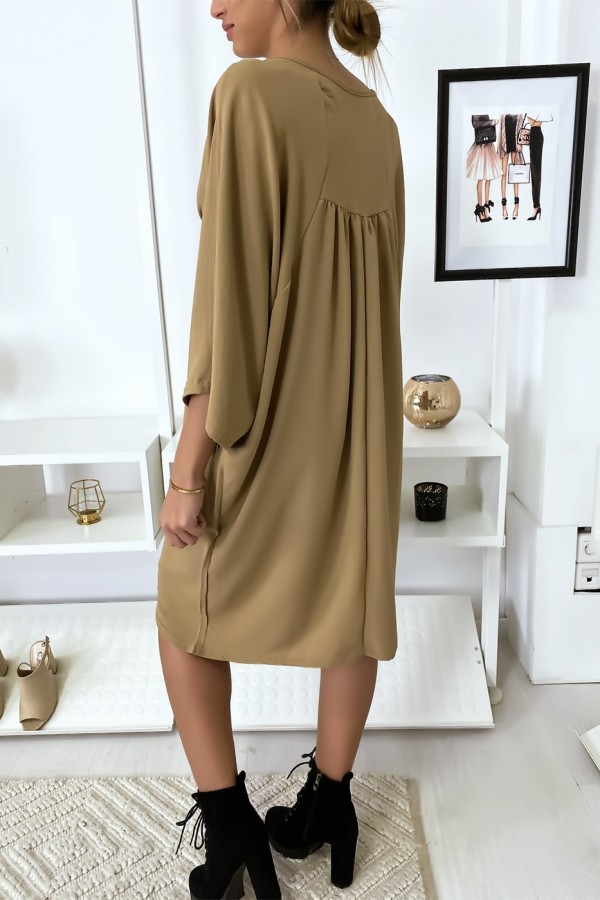 Robe classe camel à manches courtes - 5