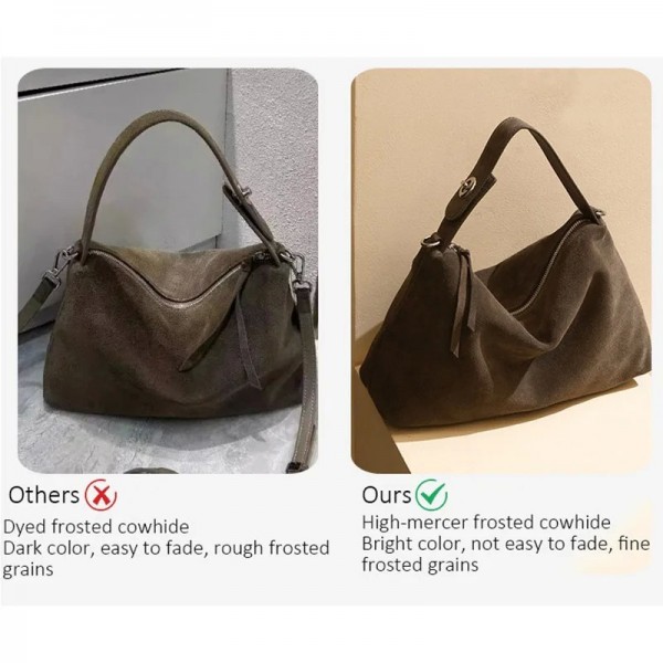 Sacs à bandoulière en daim doux pour femmes, cuir de vache, grand fourre-tout Boston|97,19 €|OKKO MODE