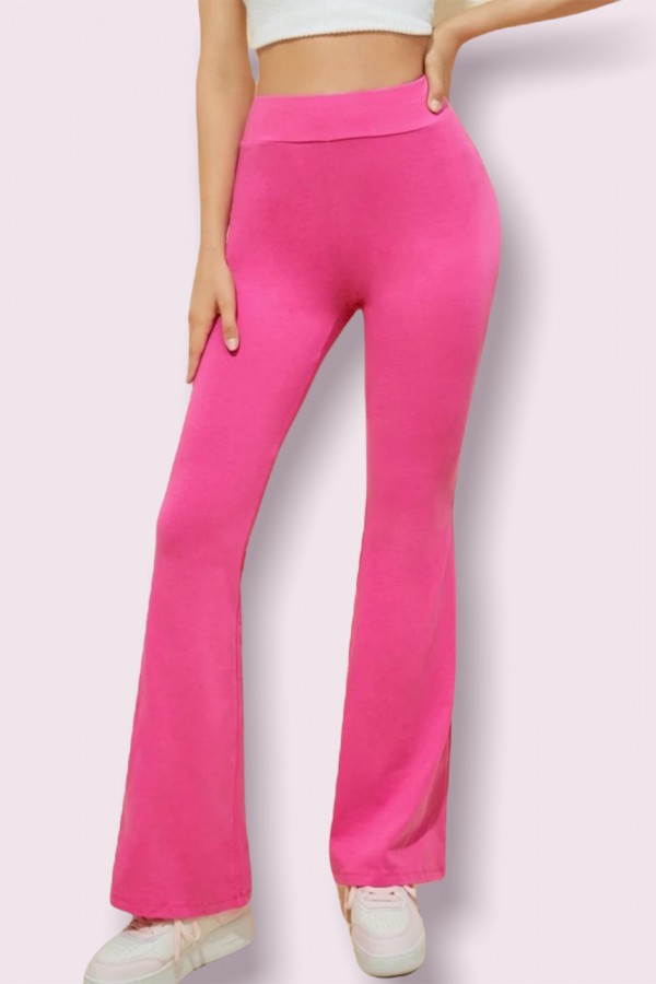 Pantalon moulant évasé rose - 2