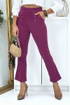 Pantalon patte d'eph lilas avec boutons et poches - 1